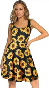 img 4 attached to Fashionable Womens Sleeveless Scoop Neck Sundress: A Must-Have Casual Print A Line Midi Dress!