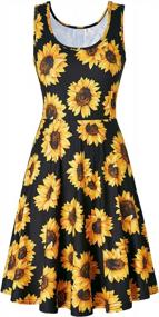 img 1 attached to Fashionable Womens Sleeveless Scoop Neck Sundress: A Must-Have Casual Print A Line Midi Dress!