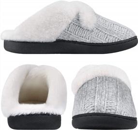 img 3 attached to Slippers For Women Fuzzy House Slip On Indoor Outdoor Bedroom Furry Fleece Lined Ladies Comfy Memory Foam Female Home Shoes Anti-Skid Rubber Hard Sole