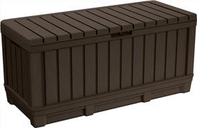 img 4 attached to Stay Clutter-Free Outdoors With Keter Kentwood 90 Gallon Resin Deck Box In Brown