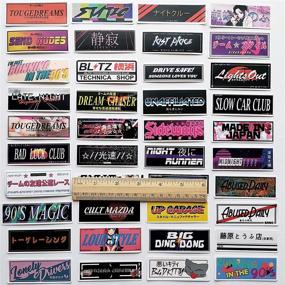 img 1 attached to 🚗 48-Piece Decal Set: Japanese Anime Car Stickers | Funny JDM Drift Car Decals | Cute Cartoon 2.9"x 1.1" Labels