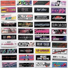 img 4 attached to 🚗 48-Piece Decal Set: Japanese Anime Car Stickers | Funny JDM Drift Car Decals | Cute Cartoon 2.9"x 1.1" Labels