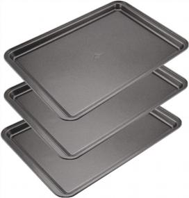 img 4 attached to Mokpi'S Non-Stick Baking Set: Perfectly Sized Cookie Sheets For Oven Baking - Premium Quality Rectangular Bakeware (3 Piece)