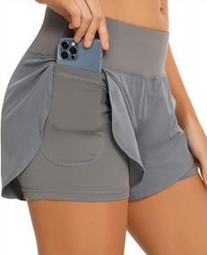 img 4 attached to EISHOPEER Women'S Quick-Dry 2 In1 Running Shorts With Pockets For Gym, Yoga & Sports - XS To XXL.