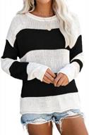 women's fall fashion striped color block pullover sweater: maqiya long sleeve knit top logo