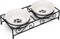 стильная и практичная керамическая миска для домашних животных с нескользящей металлической подставкой - идеально подходит для кошек, маленьких собак и щенков логотип