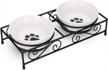 stylish and practical ceramic pet bowl set with non-slip metal stand - perfect for cats, small dogs, and puppies logo