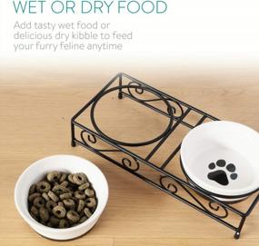 img 1 attached to Stylish And Practical Ceramic Pet Bowl Set With Non-Slip Metal Stand - Perfect For Cats, Small Dogs, And Puppies