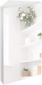 img 4 attached to Eclife 24" Wall Mounted Corner Medicine Cabinet W/ Mirror & Triple Shelf Storage - White
