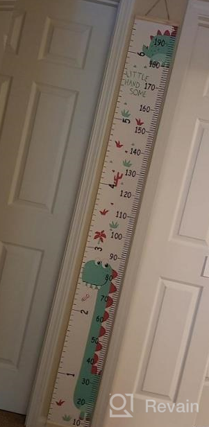 img 1 attached to Wood Frame Fabric Canvas Baby Growth Chart Hanging Ruler Wall Decor - Height Measurement For Kids Toddlers And Babies (Animal Pattern) review by Stuart Sugden