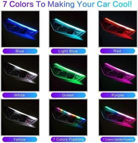 img 3 attached to 2 шт. 24-дюймовые водонепроницаемые многоцветные светодиодные ленты для автомобильных фар с гибкими сигнальными огнями RGB DRL, не требующие разборки - улучшите свои впечатления от дневных ходовых огней!