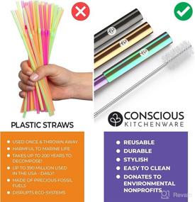 img 1 attached to Conscious Kitchenware: Portable Rose Gold Metal Straws with Case - Eco-friendly and Collapsible Stainless Steel Straw Set incl. Cleaning Brush