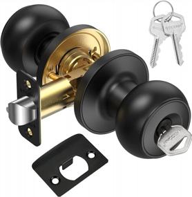 img 4 attached to Round Matte Black Door Knob Lock, TICONN Keyed Entry Handle For Interior Bedroom, Bathroom & Closet Doors (Keyed Alike 1 Pack)