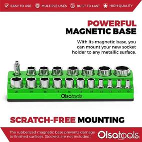 img 1 attached to 🧲 Magnetic Socket Holder, 1/2-inch Drive, Metric, Green, Holds 19 Sockets - Olsa Tools: Professional Quality Tools Organizer
