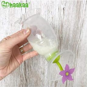 img 1 attached to Haakaa Silicone Breast Pump | Manual Milk Pump for Breastfeeding with Suction Base and Flower Stopper | 100% Food Grade Silicone | BPA Free | 4oz/100ml Capacity | Purple