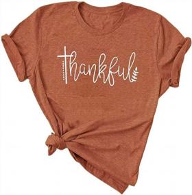 img 4 attached to Stylish And Comfortable Thanksgiving T-Shirts For Women: JEALLY Thankful Graphic Letter Print Short Sleeve Tee Tops