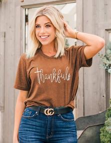 img 3 attached to Stylish And Comfortable Thanksgiving T-Shirts For Women: JEALLY Thankful Graphic Letter Print Short Sleeve Tee Tops