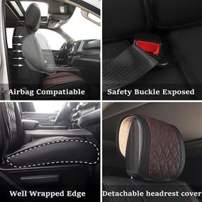 img 1 attached to Durable Waterproof Car Seat Covers for Dodge Ram 1500/2500/3500 Pick-up Truck - 2 Front Seat Protectors Included (Black-Brown)