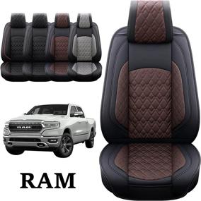 img 4 attached to Durable Waterproof Car Seat Covers for Dodge Ram 1500/2500/3500 Pick-up Truck - 2 Front Seat Protectors Included (Black-Brown)