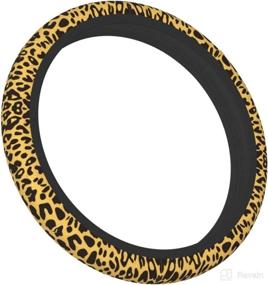 img 1 attached to Leopard Print Steering Wheel Cover Universal 15 Inch Cute Car Accessories For Women Men Protector Anti-Slip Sweat Absorption Fit Sedans Vehicles SUVs Vans Trucks Pickup