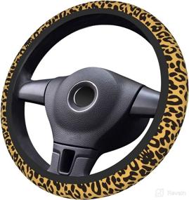 img 3 attached to Leopard Print Steering Wheel Cover Universal 15 Inch Cute Car Accessories For Women Men Protector Anti-Slip Sweat Absorption Fit Sedans Vehicles SUVs Vans Trucks Pickup
