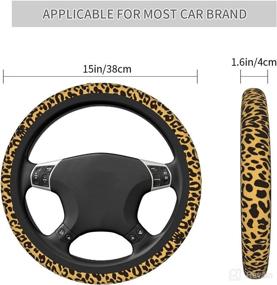 img 2 attached to Leopard Print Steering Wheel Cover Universal 15 Inch Cute Car Accessories For Women Men Protector Anti-Slip Sweat Absorption Fit Sedans Vehicles SUVs Vans Trucks Pickup