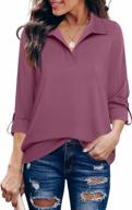 women's 3/4 roll sleeve v neck tunic blouse work casual shirt top by furnex logo