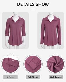 img 1 attached to Women'S 3/4 Roll Sleeve V Neck Tunic Blouse Work Casual Shirt Top By Furnex