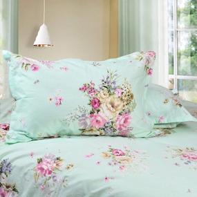img 3 attached to Queen Size FADFAY Green Floral Duvet Cover Set - Vintage Flower Printed Bedding, Ultra Soft 100% Cotton Designer 3 Piece (1Duvet Cover & 2Pillowcases) Simple Style