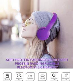 img 1 attached to 🎧 IFECCO Wireless Bluetooth Over Ear Headphones - Foldable Lightweight Stereo Headset with Build-in Mic, Soft Earpads for Travel, Work, Laptop, PC, Cellphone, TV (Purple)