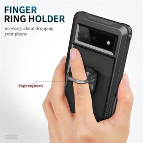 img 2 attached to Petocase Pixel 6 Case: Heavy-Duty, Shockproof Full Body with 360° Ring Holder and Kickstand – Black