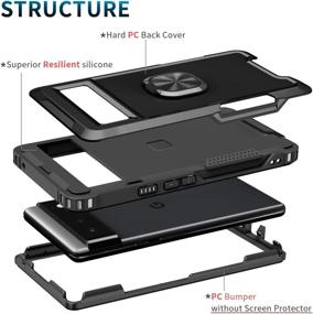 img 3 attached to Petocase Pixel 6 Case: Heavy-Duty, Shockproof Full Body with 360° Ring Holder and Kickstand – Black