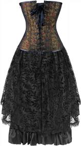 img 3 attached to Kimring Women'S 2 Pcs Vintage Gothic Victorian Brocade Overbust Corset Skirt Set