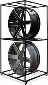 img 1 attached to Topline Products Wheel 2-Cube Display Rack For Wheels Up To 24” Commercial Grade Heavy-Duty Storage Showroom Fixture 27.5” W X 56.5” H X 27.5” D 200LBS Capacity Black Finish (C452)