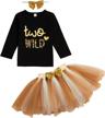 3pcs toddler baby girls floral tutu skirt set with headband - wild two short sleeve outfits logo