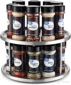 img 4 attached to 🌪️ Lovotex 2 Tier Lazy Susan: Stainless Steel Rotating Tabletop Stand for Kitchen and Dining - Spice Rack Organizer Tray with 360° Turntable