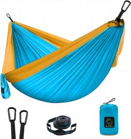 img 4 attached to Grassman Camping Hammock Double & Single Portable Hammock With Tree Straps, Lightweight Nylon Parachute Hammocks Camping Accessories Gear For Indoor Outdoor Backpacking, Travel, Hiking, Beach