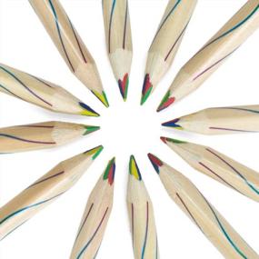 img 4 attached to Цветные карандаши Kidsthrill: 12 радужных деревянных карандашей для детей, школьников и школьников — набор из 4 цветов с яркими комбинациями для рисования, раскрашивания и выделения