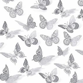 img 4 attached to 3D Butterfly Wall Decor, 48 Pcs 4 Styles 3 Sizes Removable Metallic Sticker Room Mural Decals Kids Bedroom Nursery Classroom Wedding DIY Gift Sliver