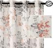 84 inch grey & coral floral sheer linen curtains - h.versailtex draperies for living room/bedroom window treatment grommet 2 panels logo