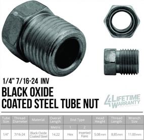 img 3 attached to 10 Pack 1/4 Inch (7/16-24 Inverted) Black Oxide Coated Steel Brake Line Tube Nuts By 4LIFETIMELINES