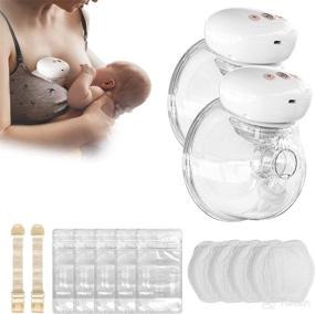 img 4 attached to 🤱 Portable Double Electric Wearable Hands Free Breast Pump with 3 Modes, 10 Levels Adjustment, and 24MM Flange - Painless Breastfeeding, In-Bra Use - White