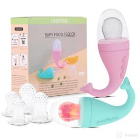 img 4 attached to Universe Silicone Baby Food Feeder (2 Pack + 4 Extra Silicone Sacs) - BPA-Free, Food Grade, Fruit Feeder & Mesh Teethers for Babies