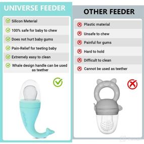 img 1 attached to Universe Silicone Baby Food Feeder (2 Pack + 4 Extra Silicone Sacs) - BPA-Free, Food Grade, Fruit Feeder & Mesh Teethers for Babies