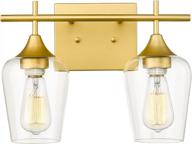modern gold bathroom vanity light with clear glass shades - osimir wl9167-2d gold light fixtures логотип
