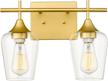 modern gold bathroom vanity light with clear glass shades - osimir wl9167-2d gold light fixtures logo