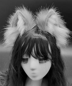 img 4 attached to CoFoWo Furry Cat Fox Wolf Ears Headband, Cosplay Costume Wolf Ears, Halloween Christmas Animal Cosplay Toy Gift