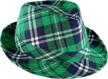 irish plaid green fedora hat for st. patrick's day - costume accessories for men, women and kids, perfect for leprechaun costume logo