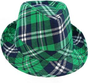 img 2 attached to Irish Plaid Green Fedora Hat For St. Patrick'S Day - Costume Accessories For Men, Women And Kids, Perfect For Leprechaun Costume