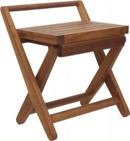img 4 attached to Folding Teak Chair For Spas And Showers By AquaTeak